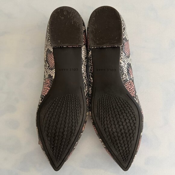 Cole Haan Tali Bow Misty Rose Snake Print Pointed Toe Flats - Picture 6 of 7